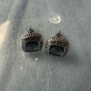 Elegant Silver and Black Cufflinks